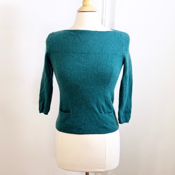 Lord & Taylor 100 Cashmere Pullover Sweater Green Extra Small XS - Picture 1 of 6